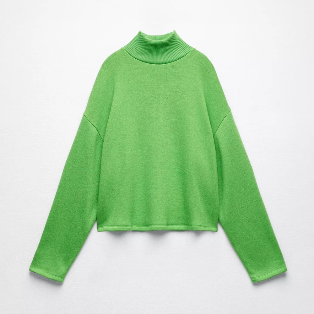 NEW ZARA SIZE S Green Turtleneck Sweater
